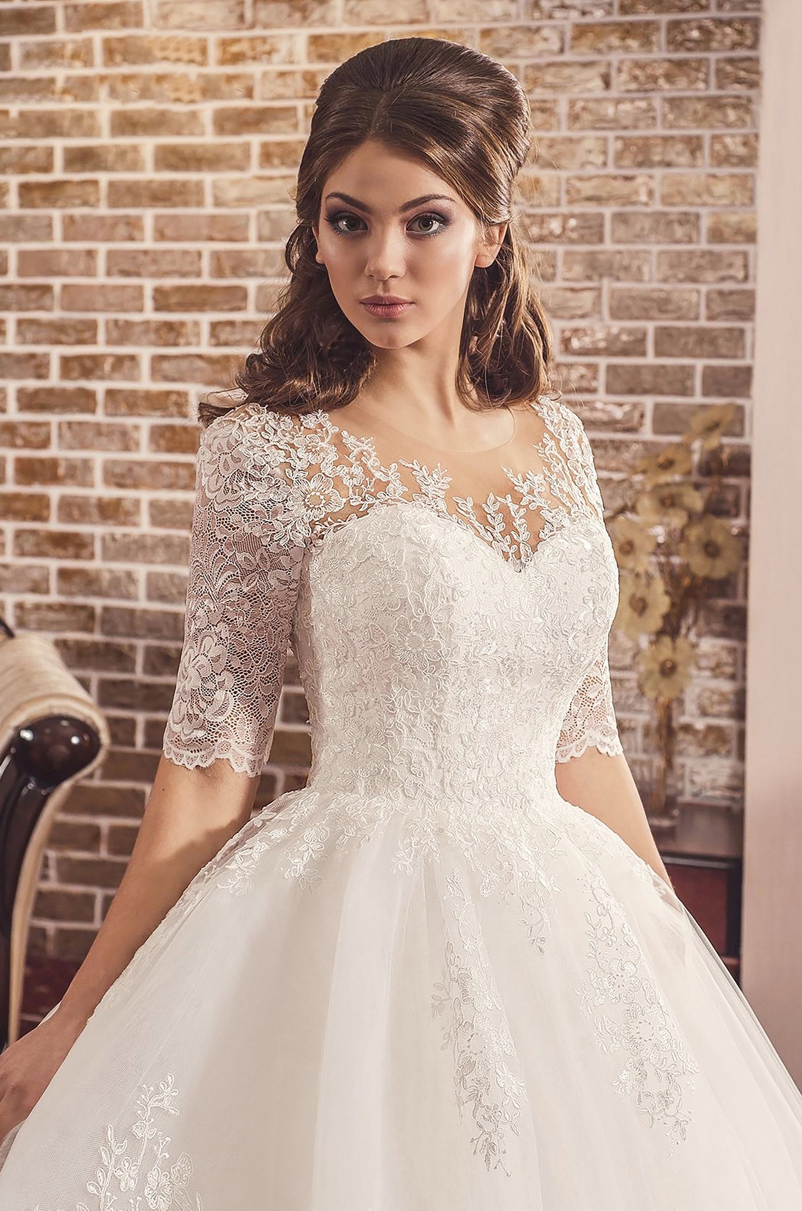 Modest Wedding Dress Ball Gown Wedding Dress With Lace Etsy