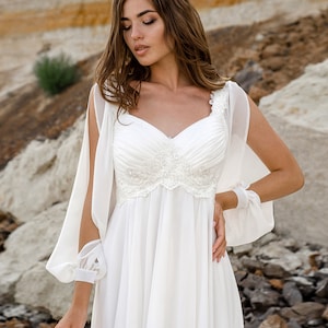 Wedding Dress For Pregnant, Maternity Chiffon Dress Very Lightweight And Comfortable, Long Sleeves Maternity Weddin Dress, Chiffon Dress