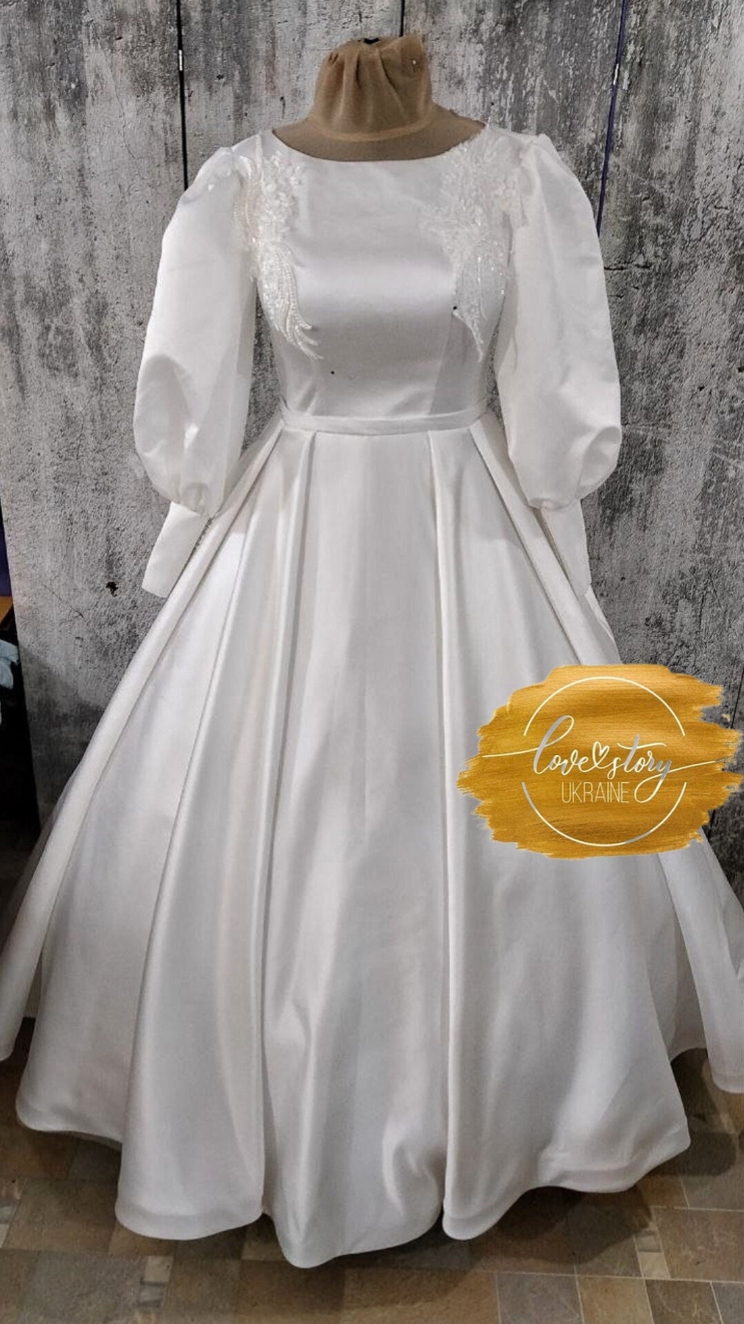 Bishop Sleeve Bridal Dress,satin Wedding Dress,ball Gown Wedding Dress,corset Wedding Dress ...
