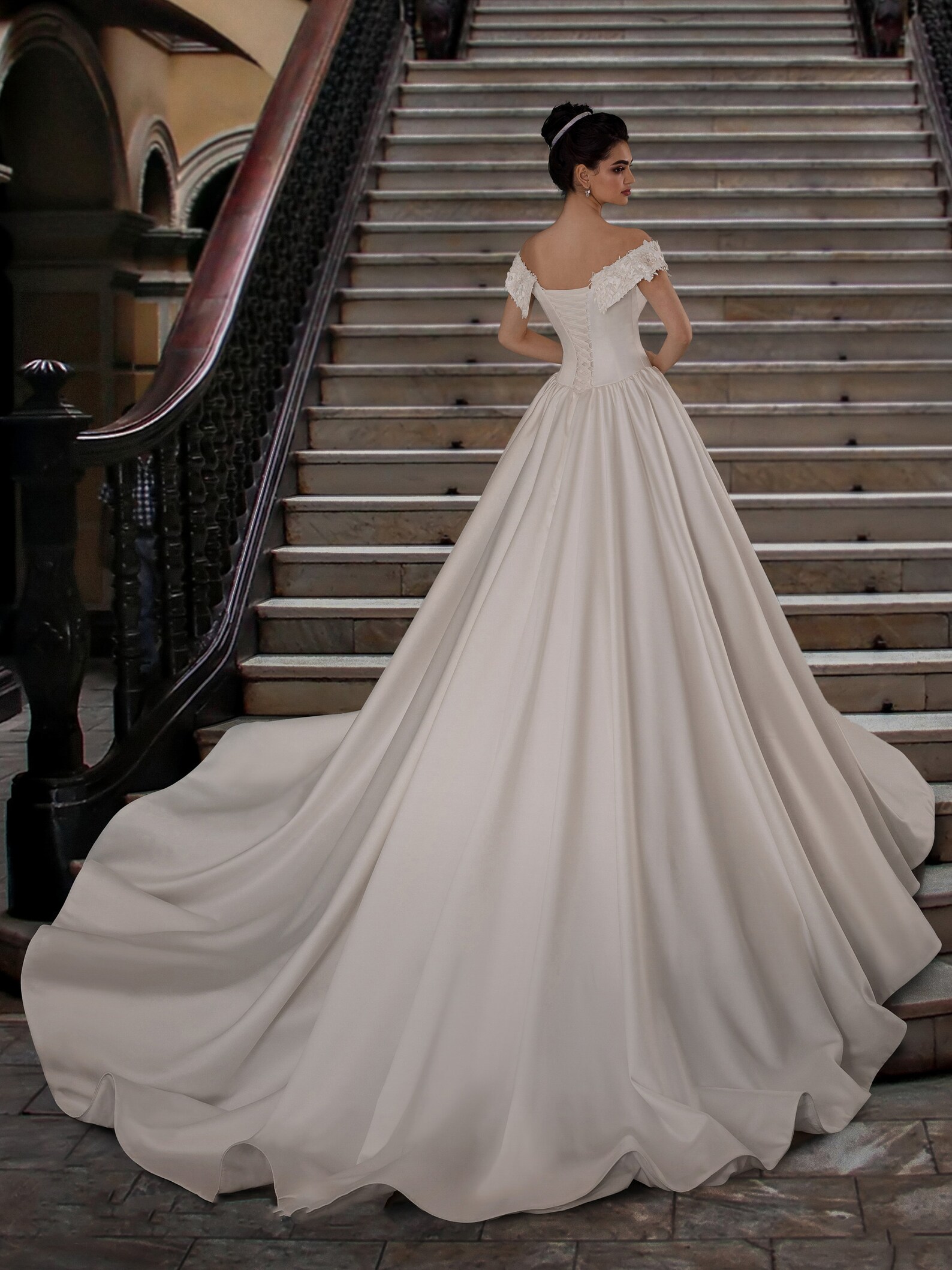 Elegant Satin Wedding Dress With Long Train A-line Wedding | Etsy