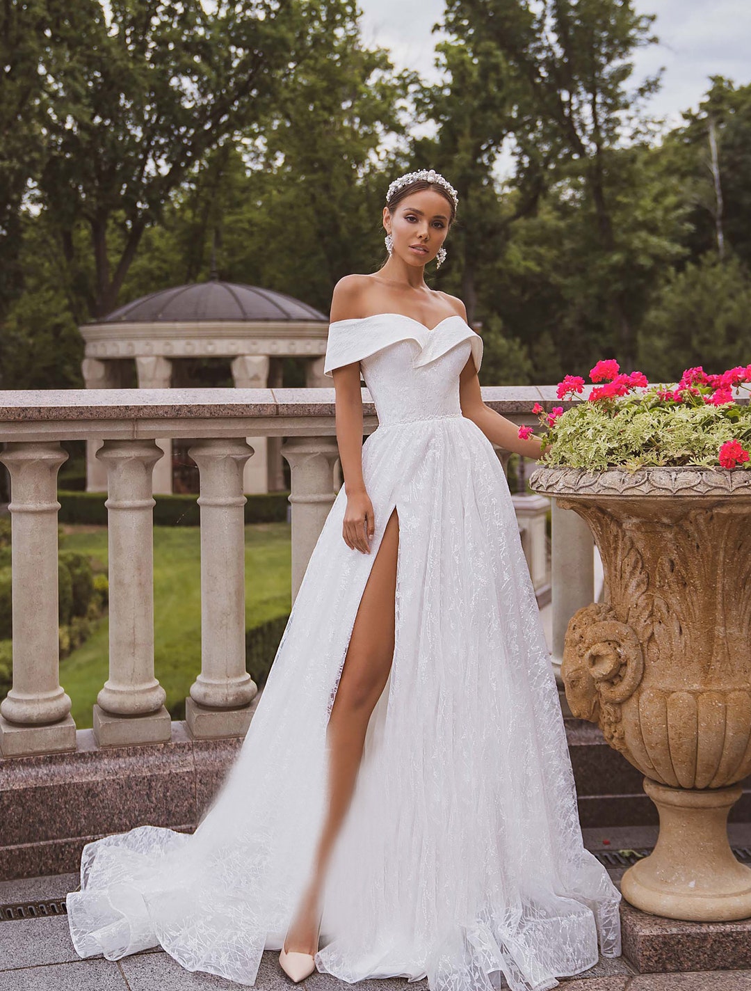 Off Shoulders Beach Wedding Dress Bridal Gown With Open Leg - Etsy