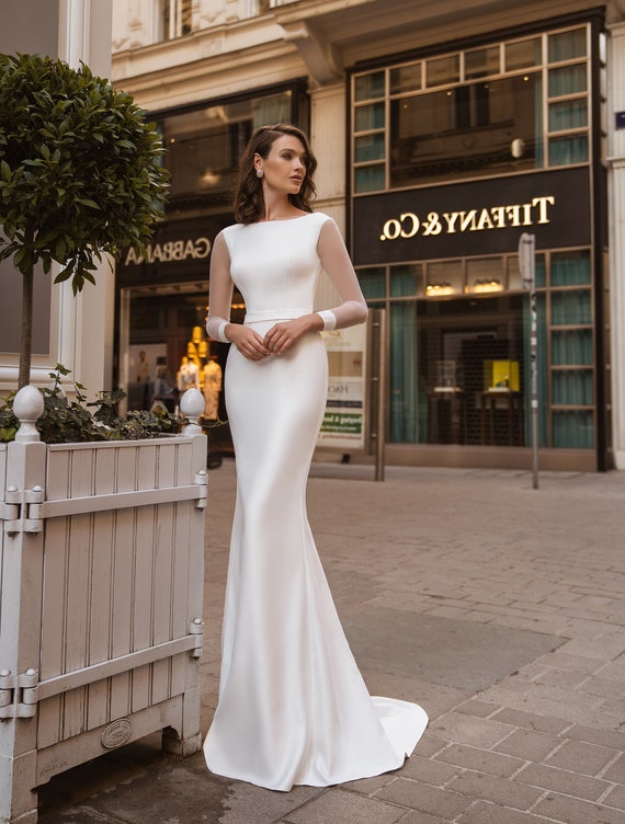 Christian Wedding Gowns Catholics White Train Gown GLD30T Train GownLink  India | GownLink