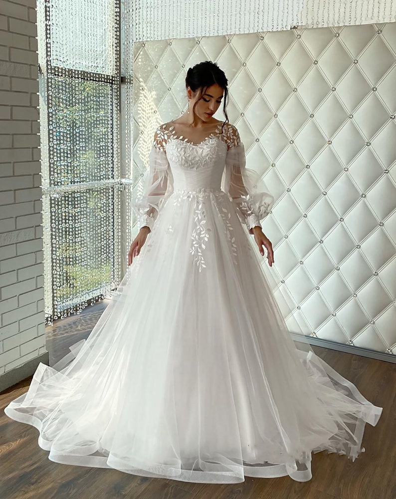 Romantic Wedding Dresssimple Wedding Dressa-line Wedding - Etsy