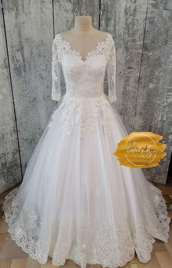 Elegant Wedding Dress,A-Line Wedding Dress, Beaded Lace Wedding Dress,Modest Wedding Dress, Cathedral Bridal Gown,3/4 Sleeve Bridal Gown Elegant Wedding Dress,A-Line Wedding Dress, Beaded Lace Wedding Dress,Modest Wedding Dress, Cathedral Bridal Gown,3/4 Sleeve Bridal Gown