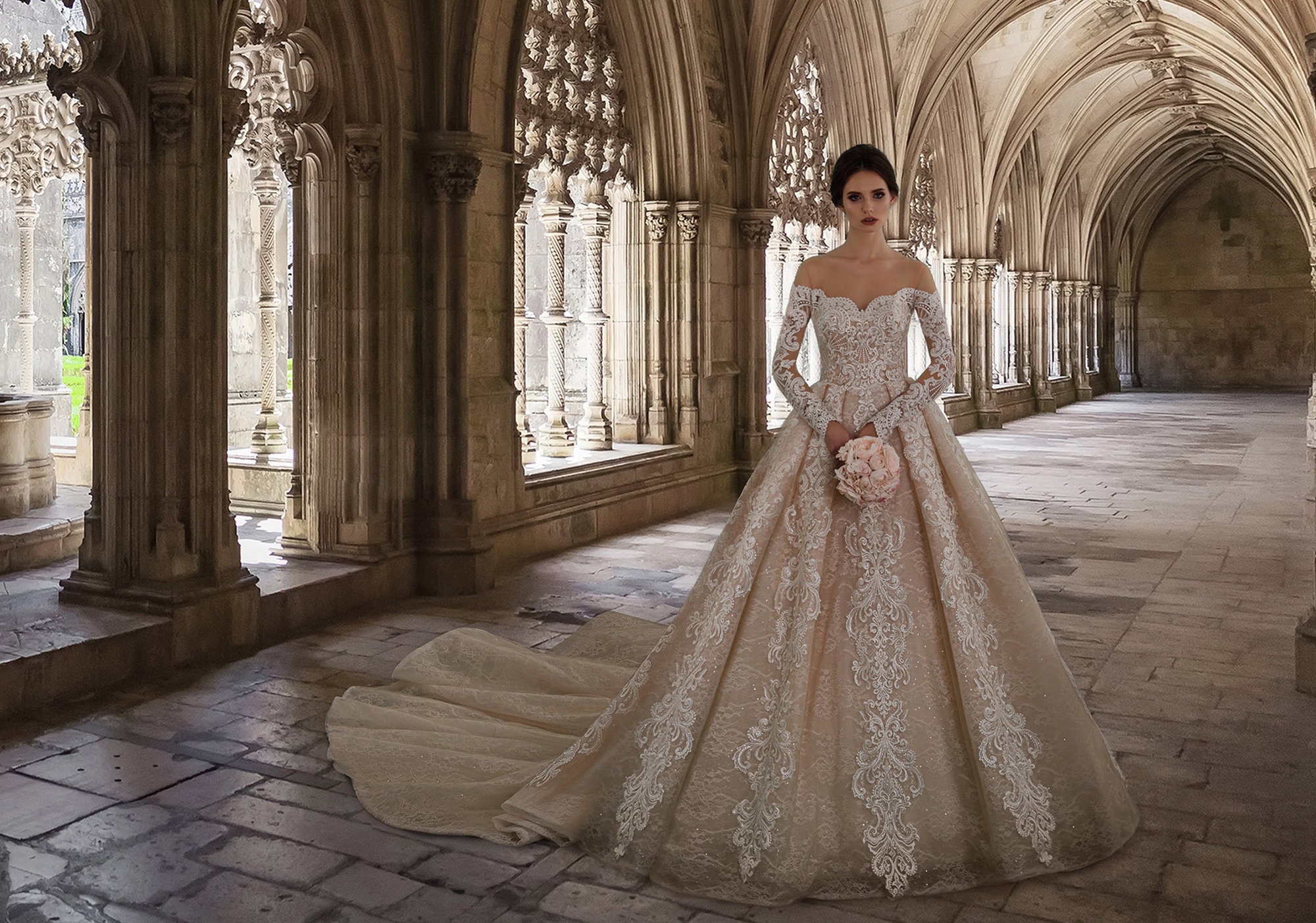 Luxury Bridal Gown Wedding Dress Champagne off Shoulder Etsy