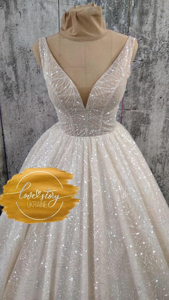 sparkle and glitter dress Gold Beaded Fabric | Premium Mesh main image 1