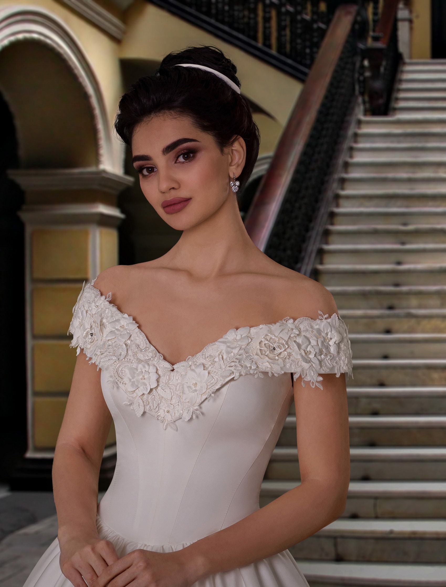 Elegant Satin Wedding Dress With Long Train A-line Wedding - Etsy