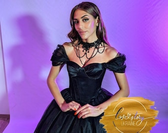 Black Bridal Gown,Halloween Black Wedding Dress,Engagement Bridal Dress,Ball Gown Black Wedding Dress,Engagement Bride Gown,Black Prom Dress