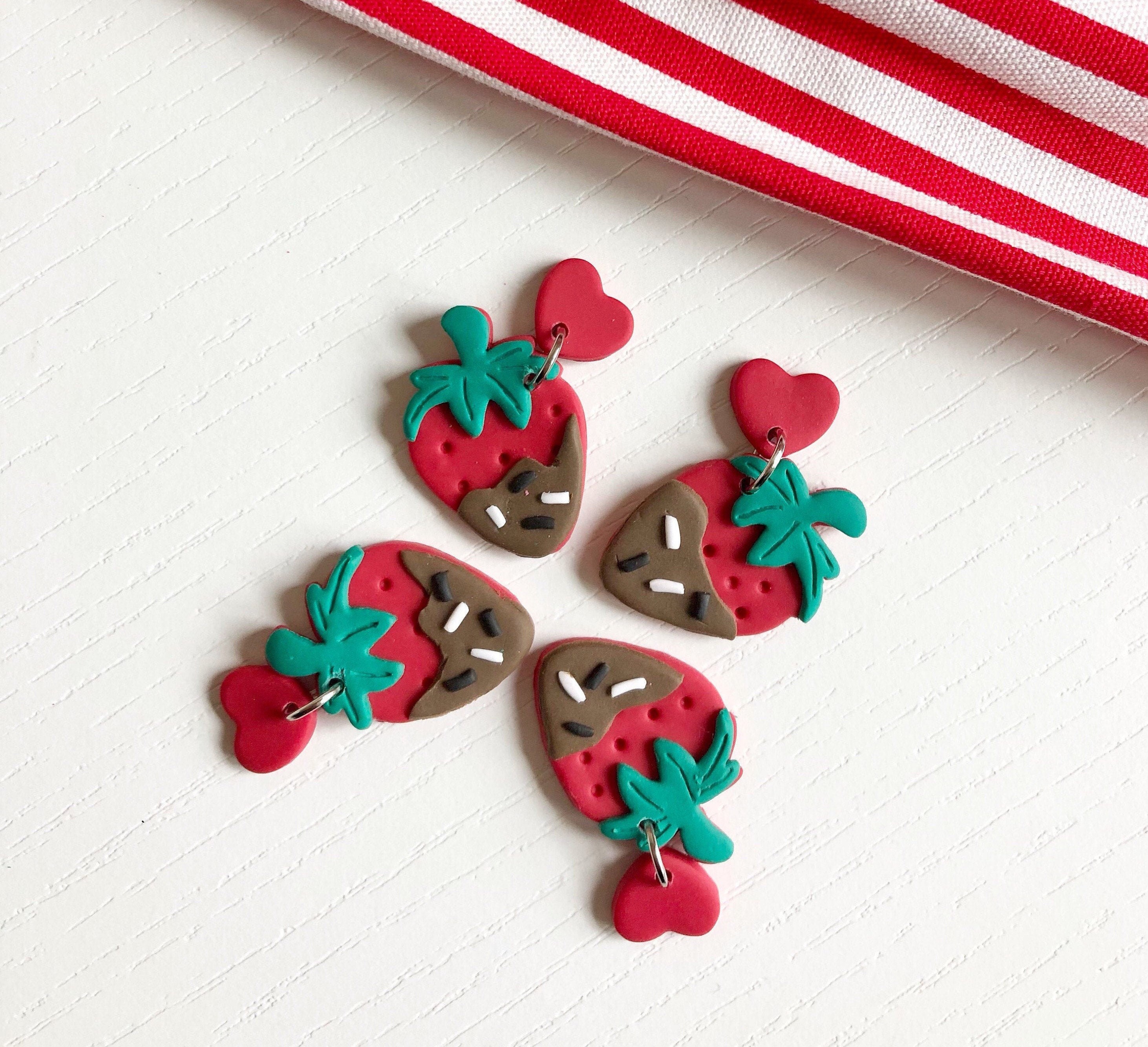 Chocolate Strawberry Earrings Etsy