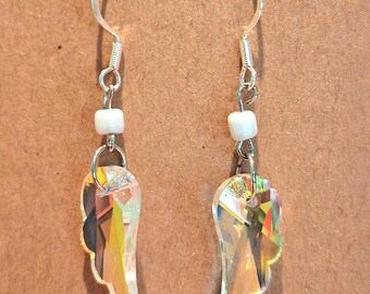 Guardian Angel Wings Silver-plated Dangle Earrings, Birthday Gift, Gift for Mom, Gift for Her, Mother's Day