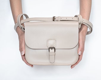 Beige Ledertasche | Personalisierte Tasche | Damentasche | Weiße Tasche | Sommer Umhängetasche | Schultertasche