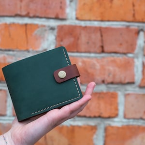 Carteira dobrável | Carteira de couro | Carteira única | Mini carteira para homem | Carteira masculina verde | Carteira personalizada | Presente personalizado