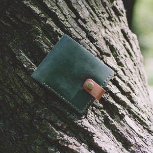 Billetera única | Cartera de cuero | Mini billetera para hombre | Cartera de hombre verde | Billetera personalizada | Regalo personalizado | Billetera plegable