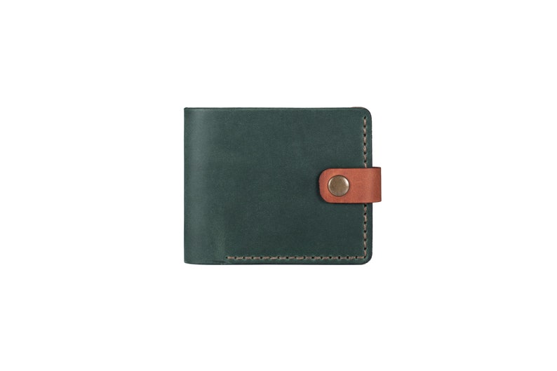 Bifold wallet Leather wallet Unique wallet Mini wallet for men Green men's wallet Personalized wallet Personalized gift image 4