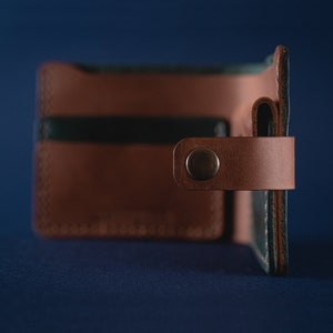 Bifold wallet Leather wallet Unique wallet Mini wallet for men Green men's wallet Personalized wallet Personalized gift image 3