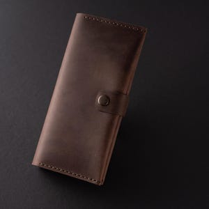 Cartera grande de cuero marrón, billetera plegable, billetera para hombre, billetera de cuero, billetera marrón, billetera personalizada, regalo para él, regalo para hombre