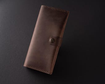 Cartera grande de cuero marrón, billetera plegable, billetera para hombre, billetera de cuero, billetera marrón, billetera personalizada, regalo para él, regalo para hombre