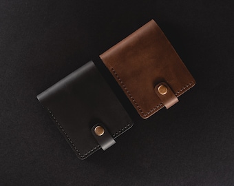 Leder Portemonnaie | Mini Portemonnaie für Männer | Schwarzes Herren Portemonnaie | Braunes Portemonnaie | Personalisiertes Geschenk | Bifold Portemonnaie