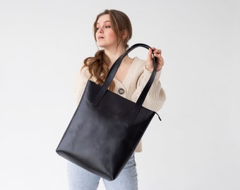 Large leather tote, Leather tote bag, Shopping bag, Weekender bag women, Woman leather tote, Travel bag