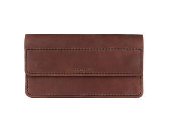 Bolso de mano de cuero elegante, billetera de cuero, bolso de mano de cuero, billetera marrón, billetera hecha a mano, monedero de cuero, regalo para novia, regalo para esposa