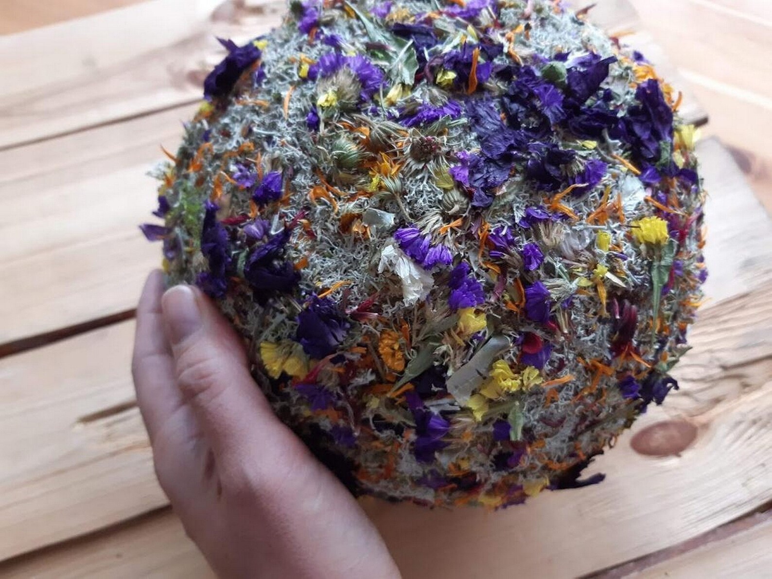 Lovely Big Dried Floral Flower Ball Handmade Natural Rustic Etsy