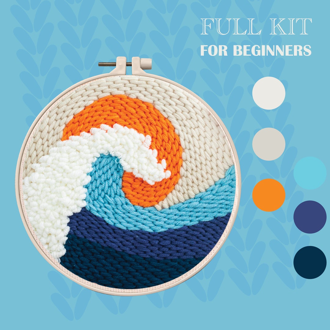 All Included DIY Punch Needle Kit for Beginners , Ocean, Sun , DIY ...