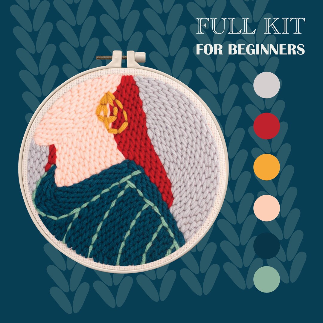 All Included DIY Punch Needle Kit for Beginners , Lady DIY Embroidery