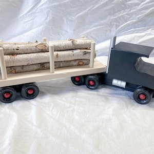 Wood Truck Toy for Kids, Handmade Wooden Toy, Imaginative Play, Construction Birthday Party Gift, Logging Truck Toy for Boys, Montessori