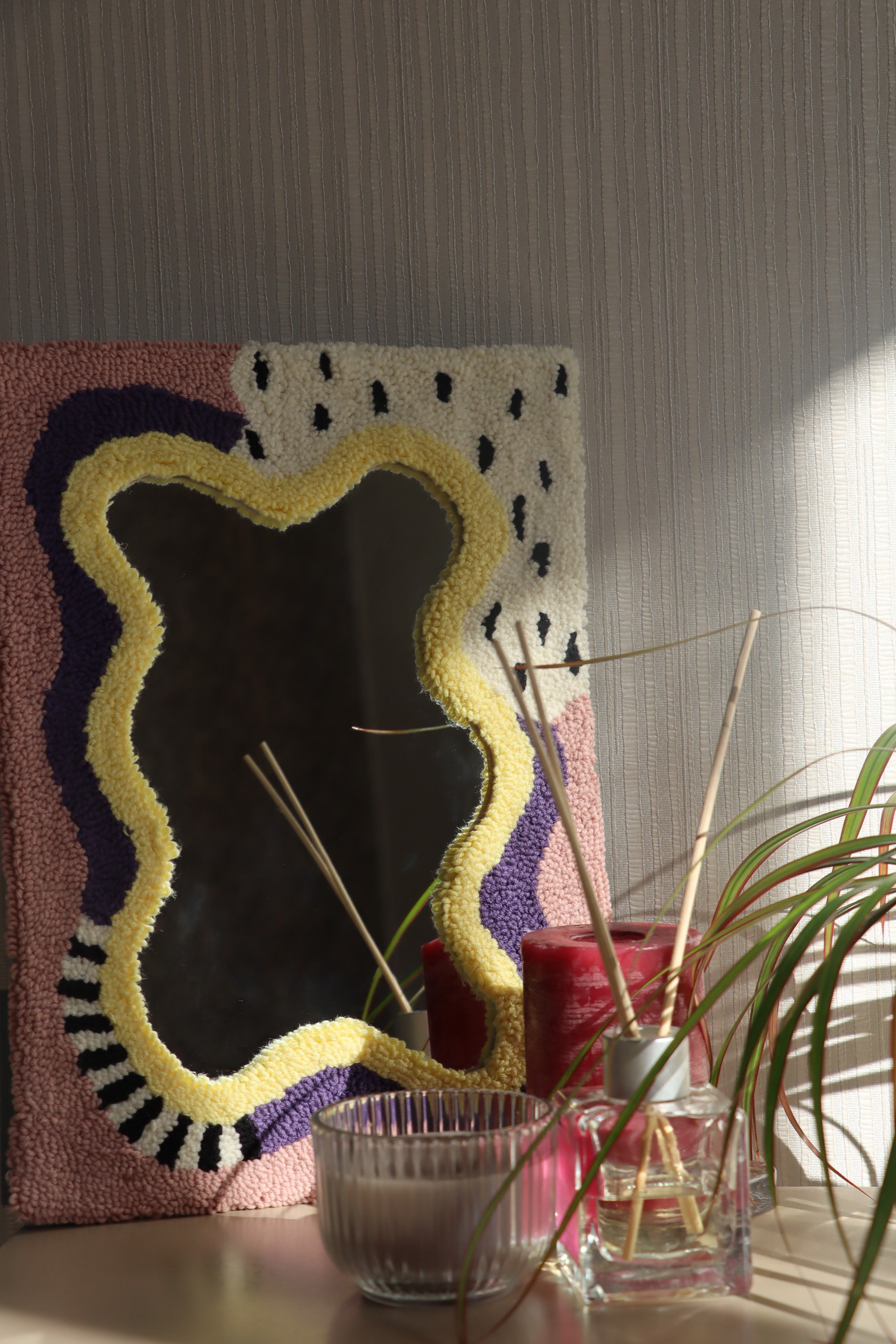 Tufted Mirror Home Decor Punch Needle Art Etsy UK