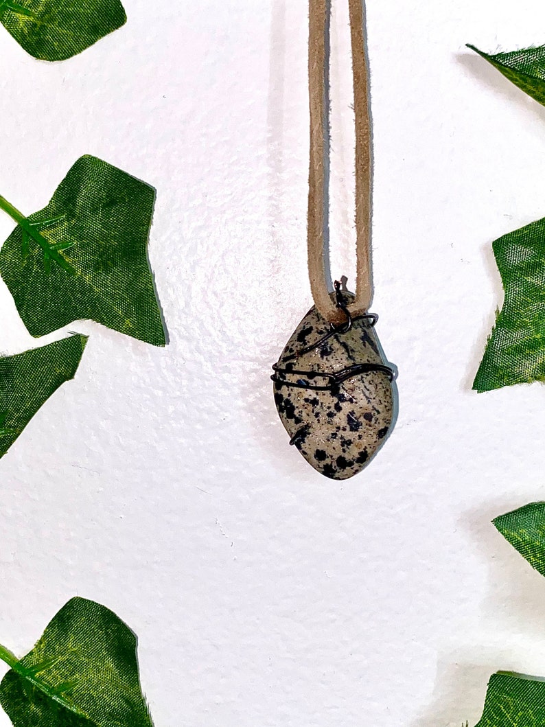 dalmatian jasper crystal necklace