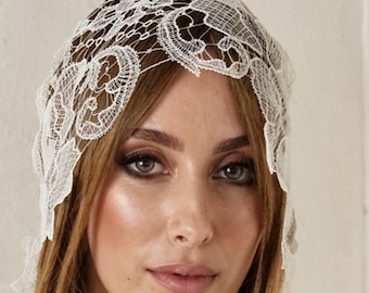 Lace bandana veil, Juliet cap veil, bridal accessories