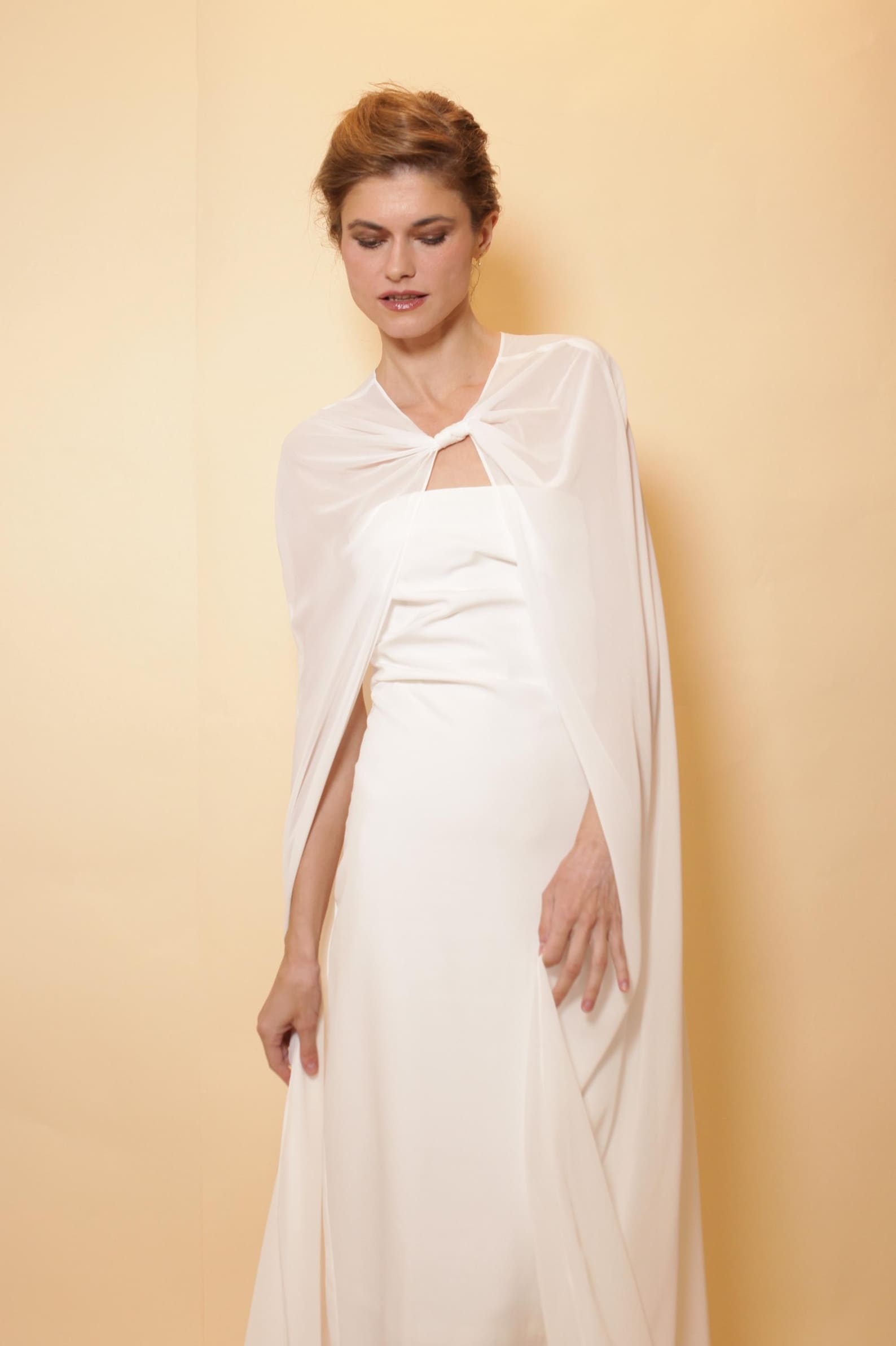 Minimalist Bridal Chiffon Cape With Knot - Etsy