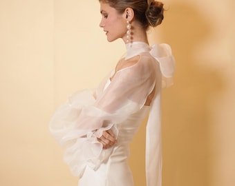 White Organza Bridal Shoulder Cover | Wedding Wrap