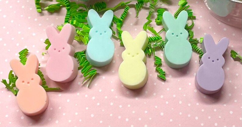 Peeps Bunny Soap Jar, Tiny Cute Bunnies, Spring Pastels, Kids Birthday, Gift Basket Filler, Party Favors, Guest, Travel image 3