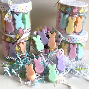 Peeps Bunny Soap Jar, Tiny Cute Bunnies, Spring Pastels, Kids Birthday, Gift Basket Filler, Party Favors, Guest, Travel image 1