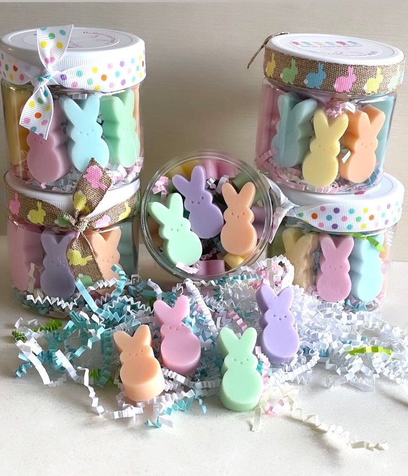 Peeps Bunny Soap Jar, Tiny Cute Bunnies, Spring Pastels, Kids Birthday, Gift Basket Filler, Party Favors, Guest, Travel image 1