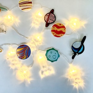 Planets string lights garland, outer space theme, child room lights, space room decor, gift for grandson, galaxy room decor
