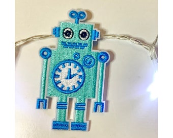 Robot string lights garland, boys room decor, robot theme room, gift for boy, boy bedroom lights