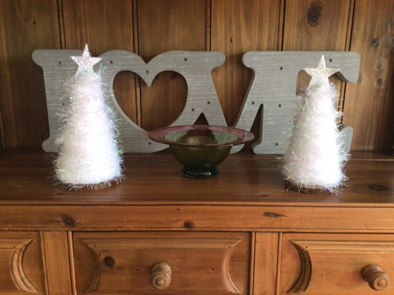 Sapin de Noël scintillant blanc, décoration étoile argentée, décoration de Noël, décoration de Noël, arbre duveteux pour cils, décoration duveteuse image 9