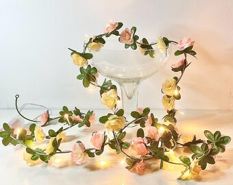 Flower light garland, College room decor, uni decor lights, hanging flower garland with lights, floral garland