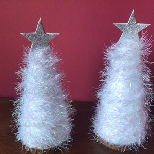 Sapin de Noël scintillant blanc, décoration étoile argentée, décoration de Noël, décoration de Noël, arbre duveteux pour cils, décoration duveteuse image 6