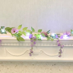 Purple wisteria hanging garland with lights, wedding arch garland, wisteria garland, purple garland