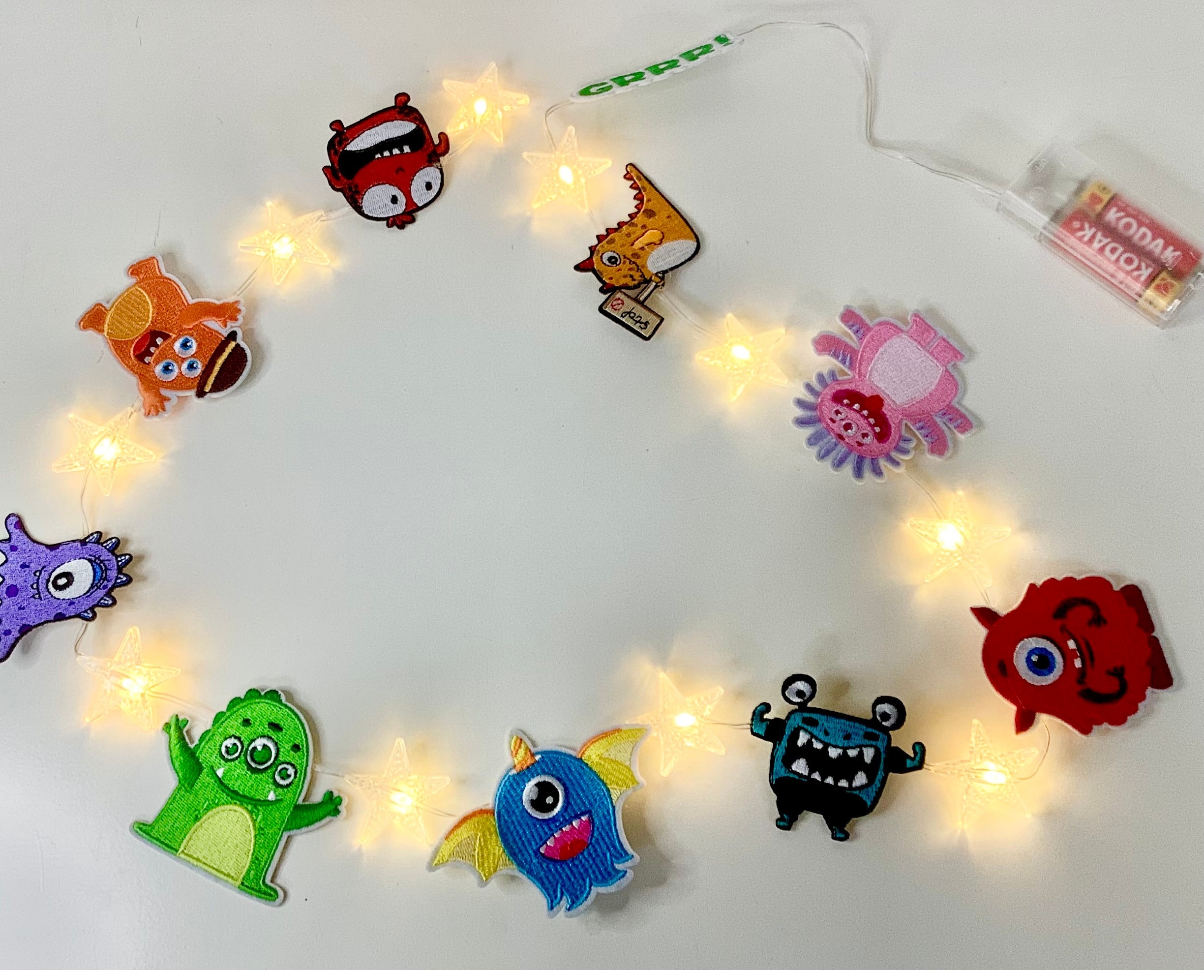 Cute Monster String Lights Garland, Kids Room Decor Fun Colourful ...