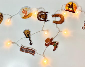 Ghirlanda di luci a tema cowboy, decorazioni per feste del selvaggio West, luci per la cameretta dei ragazzi