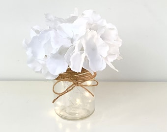 White blossom jar light, table centrepiece, wedding table decor, party centrepiece, gift for Mother, gift for the home