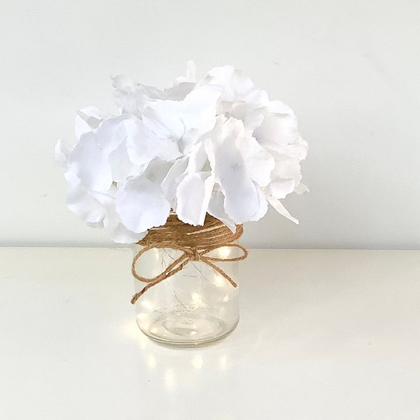 White blossom jar light, table centrepiece, wedding table decor, party centrepiece, gift for Mother, gift for the home