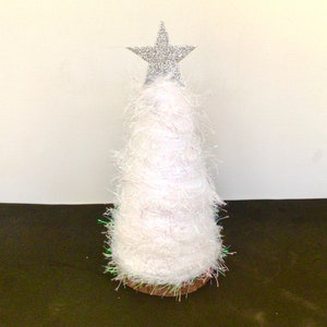 Sapin de Noël scintillant blanc, décoration étoile argentée, décoration de Noël, décoration de Noël, arbre duveteux pour cils, décoration duveteuse image 3