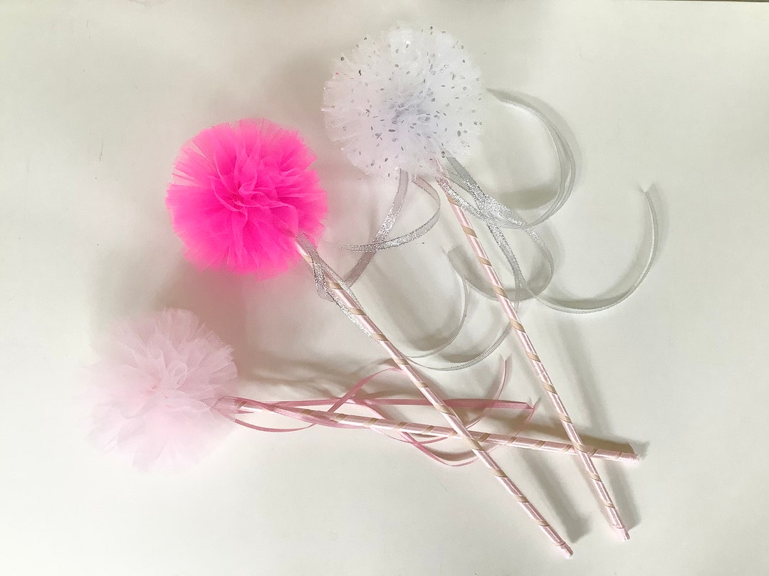 Tulle Pompom Wand Fairy Ribbon Wand Pom Fairy Wand Princess Tulle Wand Birthday Wand Costume Wand Bridesmaid Wand Etsy