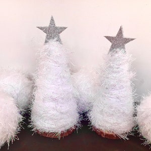Sapin de Noël scintillant blanc, décoration étoile argentée, décoration de Noël, décoration de Noël, arbre duveteux pour cils, décoration duveteuse image 8