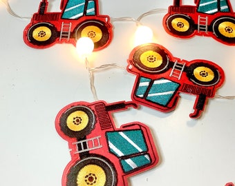 Rote Traktor Lichterkette für Jungen Raum, Jungen Raumdekor, Geschenk für Jungen, Bauernhof Thema Dekor, Kleinkind Jungen Geschenk, Jungen Schlafzimmer Lichter